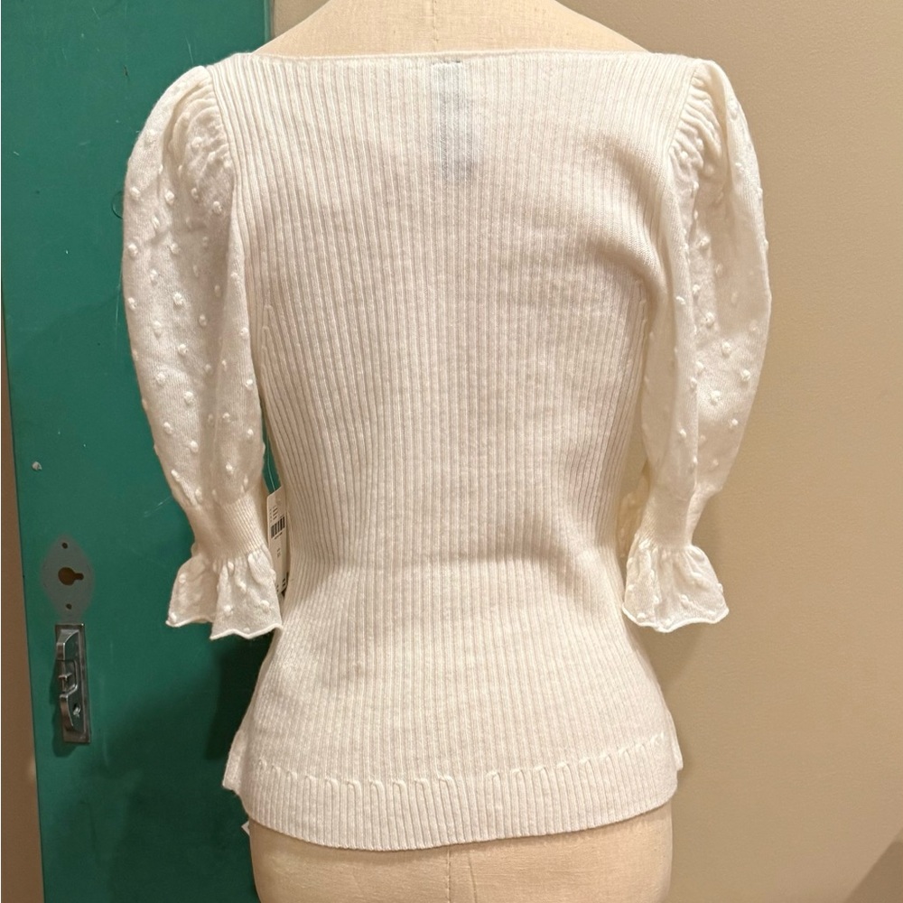 NWT Anthropologie Ruffle-Sleeve Wool Cashmere Knit Blouse - Picture 7 of 7